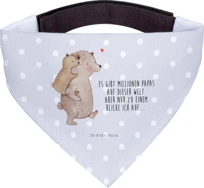 Produktbild von Mr. & Mrs. Panda Halstuch Hund Papa Bär - Grau Pastell - Geschenk, Vatertag, für, Vorbild, Hunde, Bandana, Muttertag, Geburtstag, Hundehalstuch