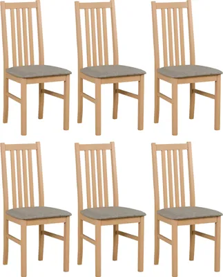Image de LeafDesign Chaise de salle à manger en bois - Chaise en hêtre massif - Chaise de salle à manger - Chaise en bois - Chaise de table - Chaise de cuisine - Chaise ONTIKA 1 (lot de 6)
