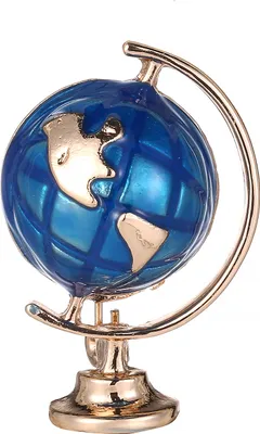 Produktbild von Kreative Globus Brosche aus Legierung in Blau Gold, langlebig und farbbeständig