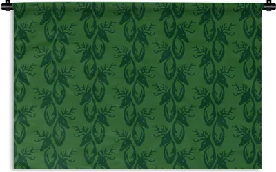 Produktbild von MuchoWow® Wandteppich Wandbehang Muster - Grün - Hirsche 120x80 cm Tapisserie Dekoration Wandtuch - Wanddekorationen - Wandtücher