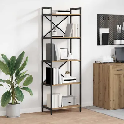 Image de Maison Exclusive - Étagère de bibliothèque, 5 niveaux, 56 x 34 x 171 cm, en panneaux de bois