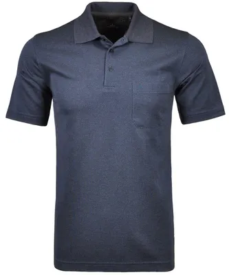 Ragman Poloshirt mit dezentem Muster in blau