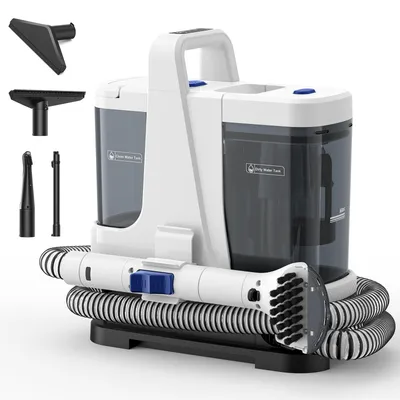 Immagine prodotto di Lubluelu V9: Dispositivo di pulizia imbottiti, aspiraliquidi con funzione vapore, acqua calda a 60 °C, 16500 Pa, aspiraliquidi da 1250W per divani, auto, tappeti, con funzione di autopulizia