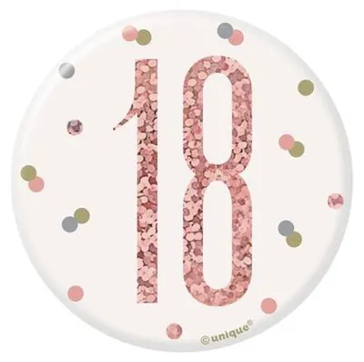 Produktbild von Anstecker Dekoration für 18. Geburtstag, mit Zahl 18 in Roségold, ca. 7 cm