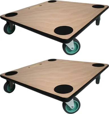 Produktbild von Profi Transportroller HERCULES | BxT 50x50 cm | Traglast 150 kg | 4 Gummirollen & Griff | Sperrholzplatte | 2 Stück | Rollbrett für Möbel Möbelroller Transporthilfe für Umzug Pflanzen Werkstatt