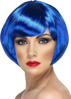 Produktbild von Karneval Bob-Perücke mit Pony blau