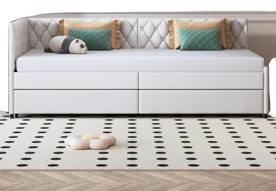 Image de Canapé-lit, lit gigogne, design moderne et minimaliste, beige, 90 × 200 cm-a