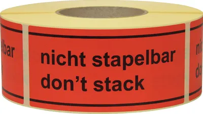 Produktbild von Hinweisetikett Nicht stapelbar L.145 mm,B.70mm rot 1000 St./Rolle TRANSPAK