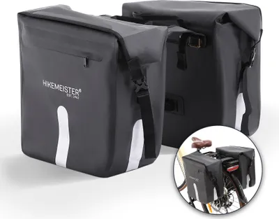 Produktbild von HikeMeister® Doppelte Fahrradtasche für Gepäckträger - Doppeltasche - Gepäckträgertasche wasserdicht - Hinterradtasche– Wasserabweisend – PARIS