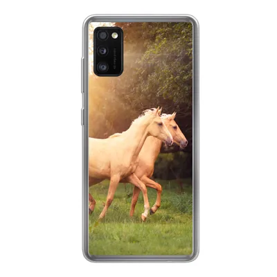 Produktbild von MuchoWow® Handyhülle Schutzhülle Hülle für Samsung Galaxy A41 Pferde - Wald - Sonne Silikon Softcase Handy Hülle - Mobiltelefon