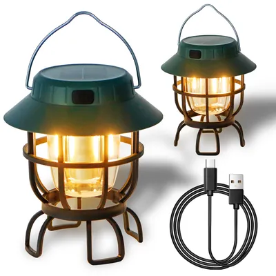 2er-Set LED Solar-Campinglaternen, dimmbar, wiederaufladbar
