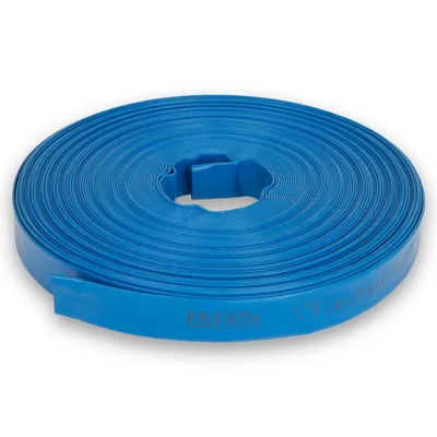 Produktbild von EBERTH 1" Flachschlauch Gartenschlauch für Pumpen in 50m Länge, 1 Zoll, 25mm Durchmesser, flexibel, widerstandsfähiges PVC, Industrieschlauch