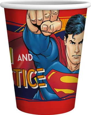 Produktbild von Becher Superman 250 ml 10-er Pappteller Papierteller Tischdeko Kindergeburtstag