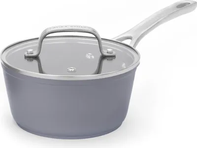 Image de Laura Ashley Aluminium-Kochtopf (16 cm) mit Antihaftbeschichtung & Glasdeckel – PFOA-frei, induktionsgeeignet, Dark Slate (Pendeford)