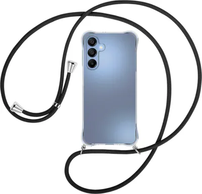 Produktbild von Handykette Backcover-Schutzhülle mit Band (Metall silberfarben) für Samsung Galaxy A16 - schwarz