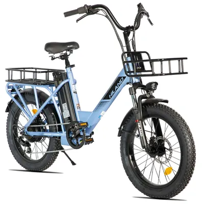 Produktbild von HILAND Lasten E-Bike Step-Thru 20 Zoll Fat Reifen, 250W Motor 36V 13Ah Akku, bis 25 km/h, Doppel-Scheibenbremse mit Gepäckträger