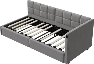 Immagine prodotto di Fortuna Lai divano letto imbottito 90x200 con prese USB e contenitore idraulico, letti 90x200 con LED e rete a doghe, letto da giorno per ragazzi, letto per ospiti, velluto, grigio (senza materasso)
