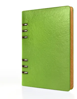 Zdjęcie produktu dla Notatnik A5, wielokrotnego użytku, z 6 pierścieniami, okładka z sztucznej skóry, kolor zielony, wymiary 17 x 22,8 cm, papier o gramaturze 100 g/m²