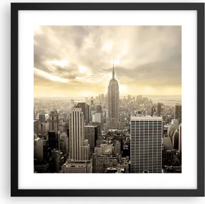 Produktbild von Gerahmtes Poster - Schwarzer Rahmen - Stadt Wolkenkratzer Manhattan New York - 40x40 cm - Wand Bild - Wanddeko - Wandbilder - Wandposter - Bilderrahmen - Bilder - Kunstdruck - P2BAC40x40-2630
