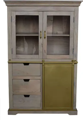 Produktbild von KEYWEST Highboard mit 2 Glastüren, 1 Schiebetüre, 3 Schubfächer