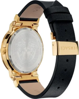 Produktbild von Versace VEVH00320 Greca Logo gold schwarz Leder Damen Uhr NEU