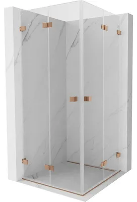 Obrázek produktu pro Mexen Lunar-F Duo skládací sprchový kout 100 x 100 cm, transparentní, kartáčovaná měď - 836-100L-100P-65-00