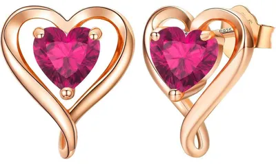 Produktbild von Ohrstecker Set Damen Silber 925 Roségold Zirkonia Herzform Geschenk