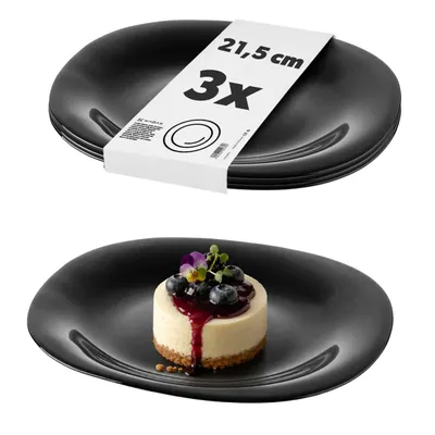 Productafbeelding van KADAX Serveerschaal "Vetriolo", zwarte dessertschalen, taartschalen, 22 cm, 3 stuks