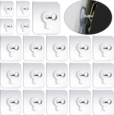 Produktbild von 20er Set selbstklebende Bilderhaken, ohne Bohren, für Wand, Bad, Schlafzimmer, Büro, bis 2,7 kg belastbar, einfach zu installieren