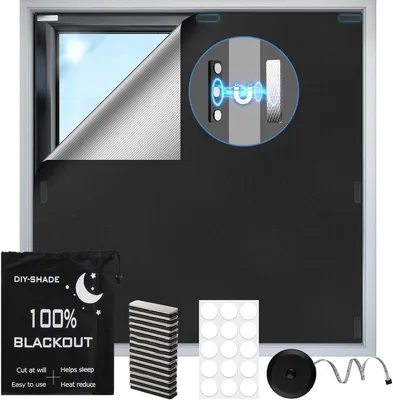 Productafbeelding van PromoHome® Magnetische verduisteringsgordijnen, 400x148 cm - 100% verduistering - Geen boren nodig - Met zilvercoating - Geschikt voor de slaapkamer