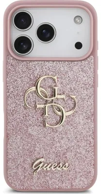 Productafbeelding van Guess hardcase telefoonhoesje met glitters, geschikt voor iPhone 18 Pro / 17 Pro, roze