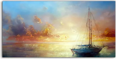 Produktbild von Coloray Acrylbild 120x60  Wandbild Acrylbilder Foto Segelboot Sonnenuntergang Meer