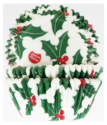 Produktbild von Muffinförmchen mit Ilexblättern | Stechpalme | Weihnachten