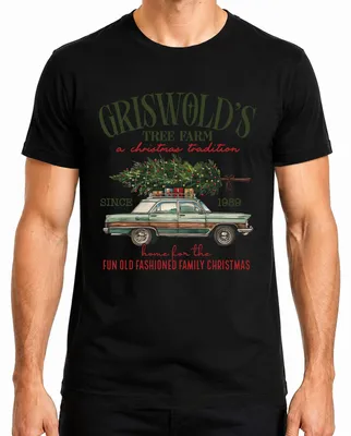 Obrázok produktu pre Griswold's Tree Farm Christmas Vianočný darček Clark Griswold Pánske tričko, čierna farba, L