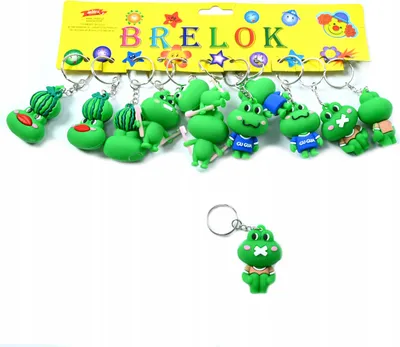 Zdjęcie produktu dla Brelok Do Kluczy Zawieszka Zielona Żaba 12Szt