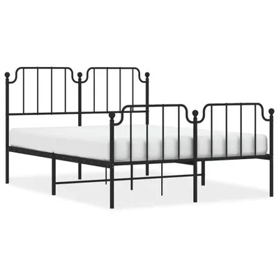 Zdjęcie produktu dla vidaXL Rama łóżka z wezgłowiem i podnóżkiem metalowa czarna 140x190 cm