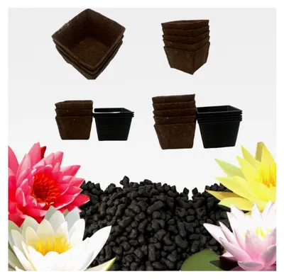 Produktbild von Flexibel gestaltbare Pflanzkörbe (18 x 18 x 12 cm) für Gartenteiche: erhältlich mit und ohne Kokos-Einlegematte. Geeignet für Seerosen und andere Teichpflanzen (3 Pflanzkörbe mit Einlegematten)