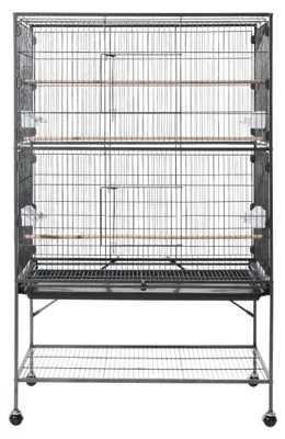 Produktbild von Vogelkäfig aus Schmiedeeisen – Voliere – 930 x 580 x 1510 mm – 17,8 kg – Mit Sitzstangen und Futterstellen – Für Wellensittiche und Kanarienvögel