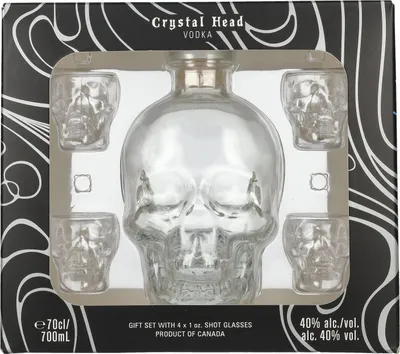 Image de Crystal Head Vodka 40% Vol. 0,7l en boîte cadeau avec 4 Shotgläsern