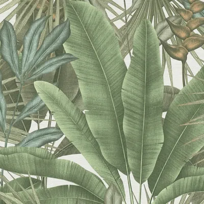 Immagine prodotto di Profhome 396472-GU Carta da parati in tessuto non tessuto Nature jungle verde opaco bianco beige 5,33 m2