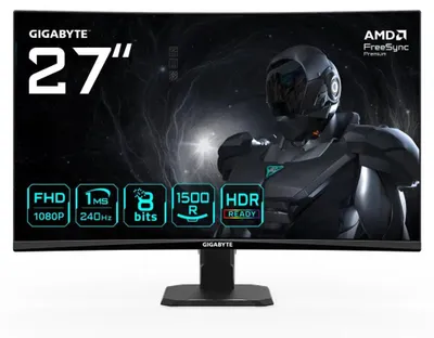 Produktbild von GIGABYTE GS27FC2 27  FHD Curved Gaming-Monitor - 1920 x 1080  240Hz  1ms  350 cd/m2  HDR Ready  HDMI 2.0  Displayport 1.4