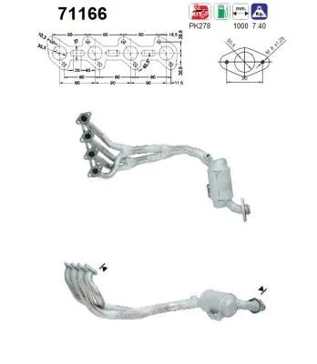 Produktbild von AS Katalysator Kat passend für MERCEDES-BENZ A-Klasse (W168) 71166