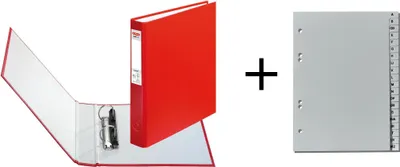 Produktbild von Herlitz Ringbuch + Ordner Register / DIN A5 mit 2-Ringe / Farbe: rot