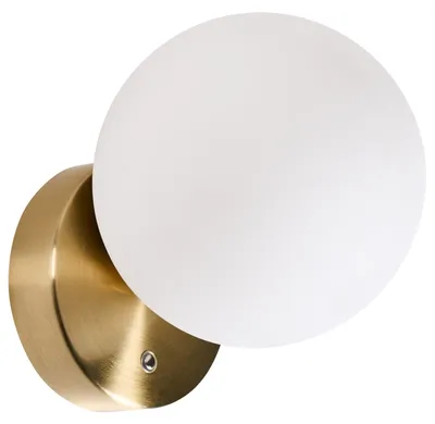 Produktbild von BELIANI LED Wandleuchte Weiß Glas u. Metall 1-Flammig Kugelform mit Dimmer Modern Glaskugel-Wandleuchte für Innenbereich Schlafzimmer Wohnzimmer
