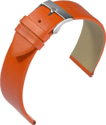 Produktbild von EULIT Uhrenarmband | Nappaleder orange ohne Naht | Dornschließe, Stegbreite:20mm, Schließe:Silbern