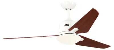 Zdjęcie produktu dla Energooszczędny wentylator sufitowy z oświetleniem i pilotem Eco Aviatos 132 cm biały / drewno wiśniowe