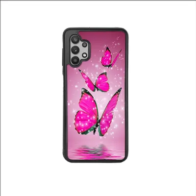 Produktbild von TPU Silikon Hülle für Samsung Galaxy A32 5G Handy Cover Case Schutzhülle Handyhülle Bumper MOTIV 7 Schmetterling Pink