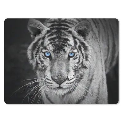 Produktbild von MuchoWow® Mauspad Mousepad Tiere - Tiger - Schwarz und weiß - Augen - Blau 40x30 cm - Mousepads - Maus Mat - Pad - Mausunterlage - Anti Rutsch