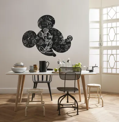 Produktbild von Komar Vlies Fototapete rund und selbstklebend "Mickey Head Illustration" - Größe: 127 x 127 cm (Breite x Höhe) - 1 Stück