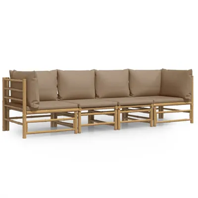 Obrázek produktu pro vidaXL 4dílná zahradní lounge souprava s polštáři Taupe Bamboo